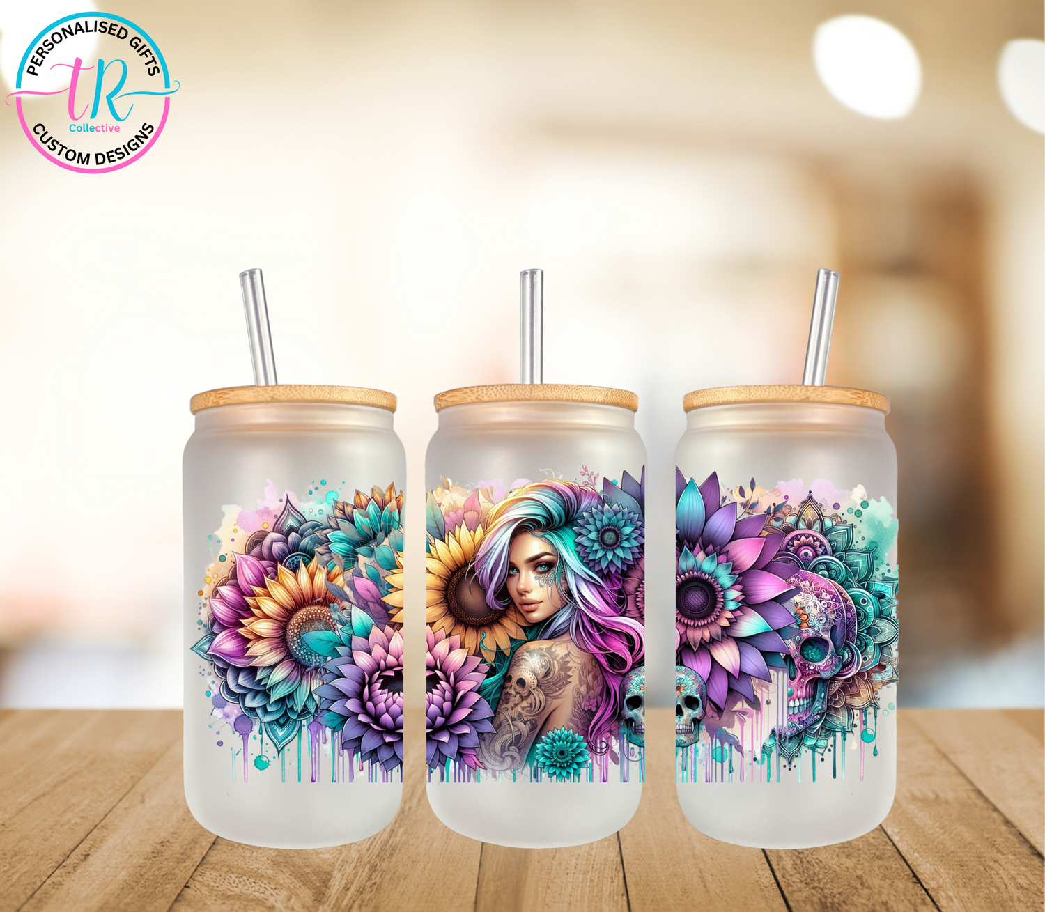 16oz-glass-tumbler-glass-can-glass-tumbler-with-straw-boho-flowers-TR-collective-front