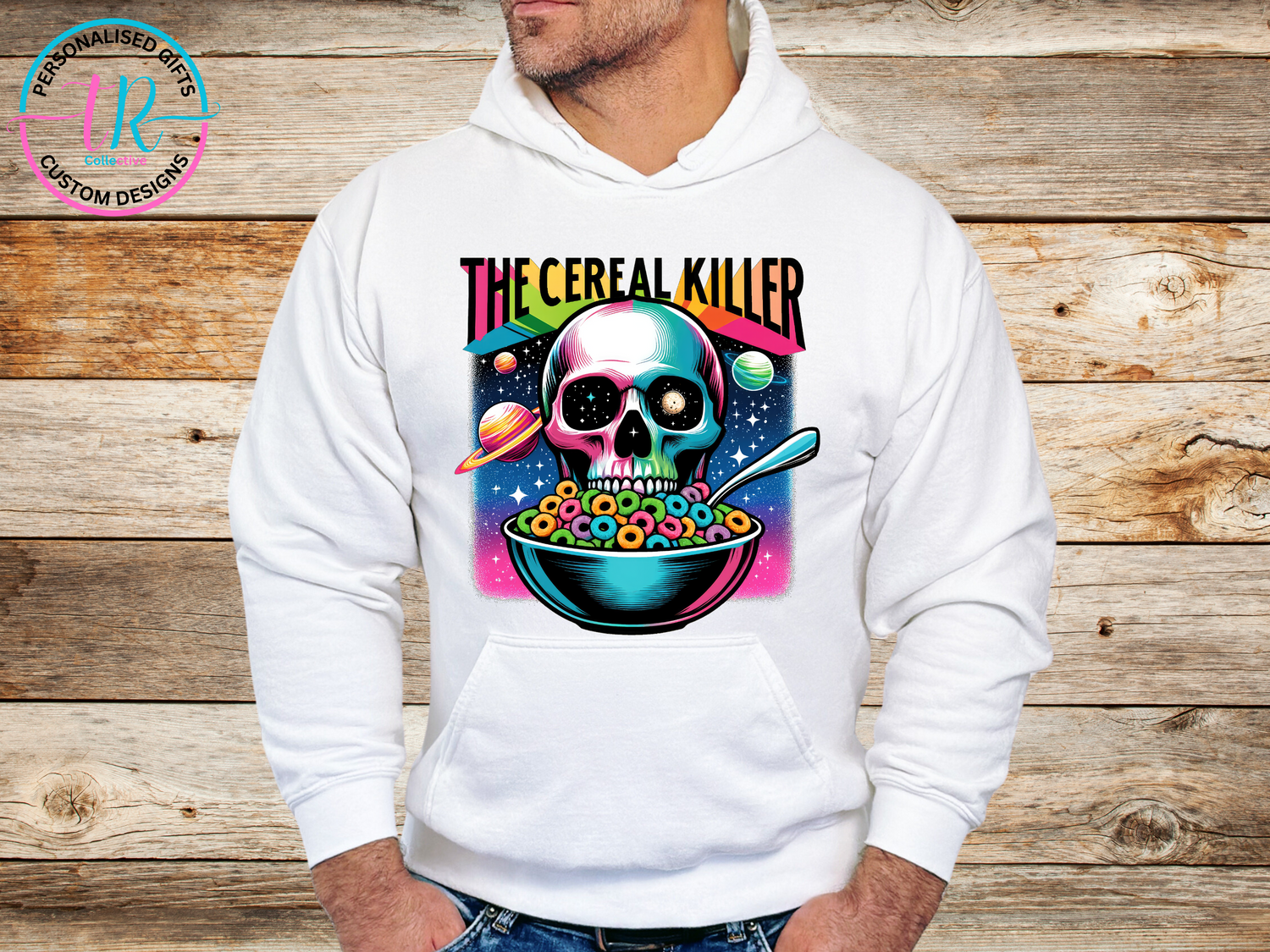 Hoodies-mens-hoodie-jumper-the-cereal-killer-white-TR-collective-front