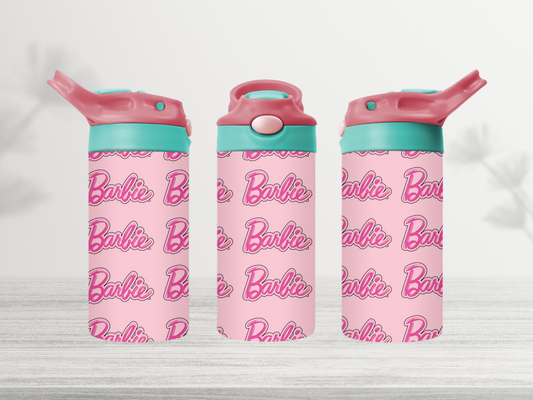 12oz-kids-flip-top-drink-bottle-insulated-water-bottle-drink-bottle-barbie-TR-collective-red-green-lid-front