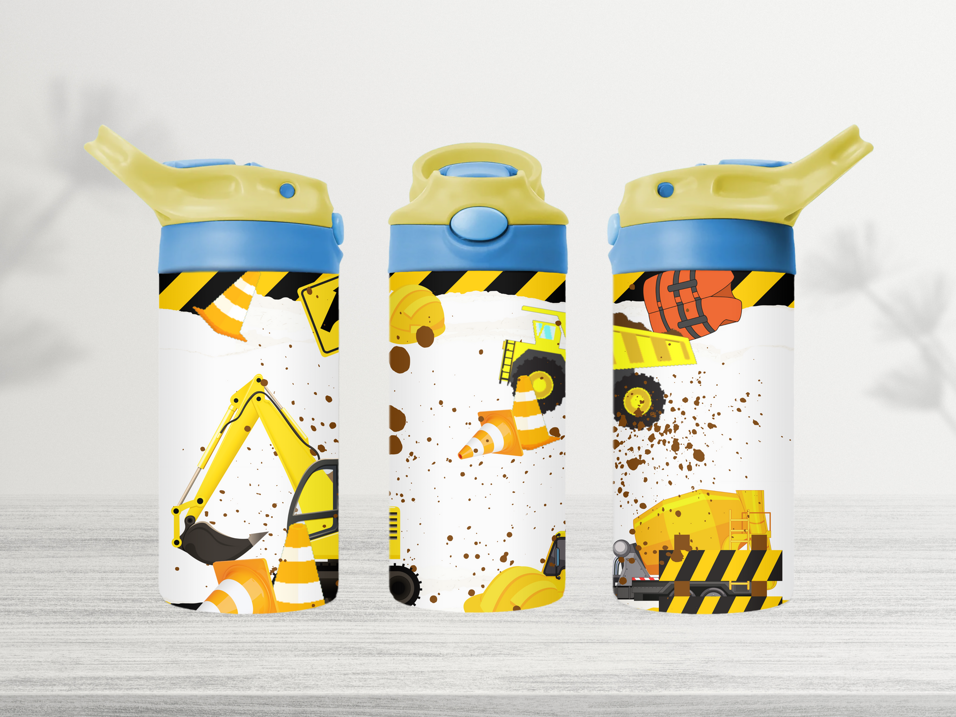 12oz-kids-flip-top-drink-bottle-insulated-water-bottle-drink-bottle-construction-TR-collective-yellow-blue-lid-front