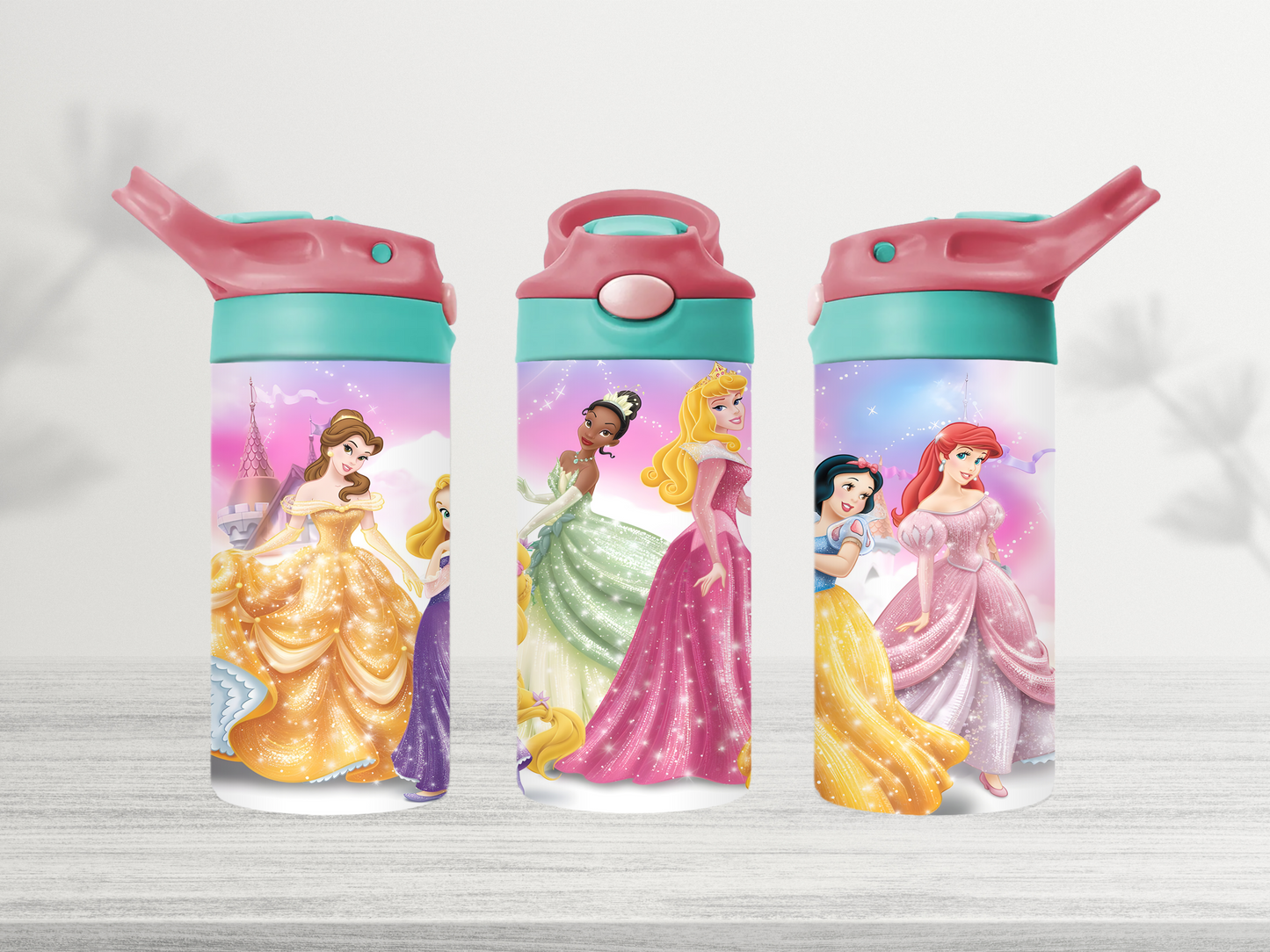 12oz-kids-flip-top-drink-bottle-insulated-water-bottle-drink-bottle-disney-princesses-TR-collective-red-green-lid-front