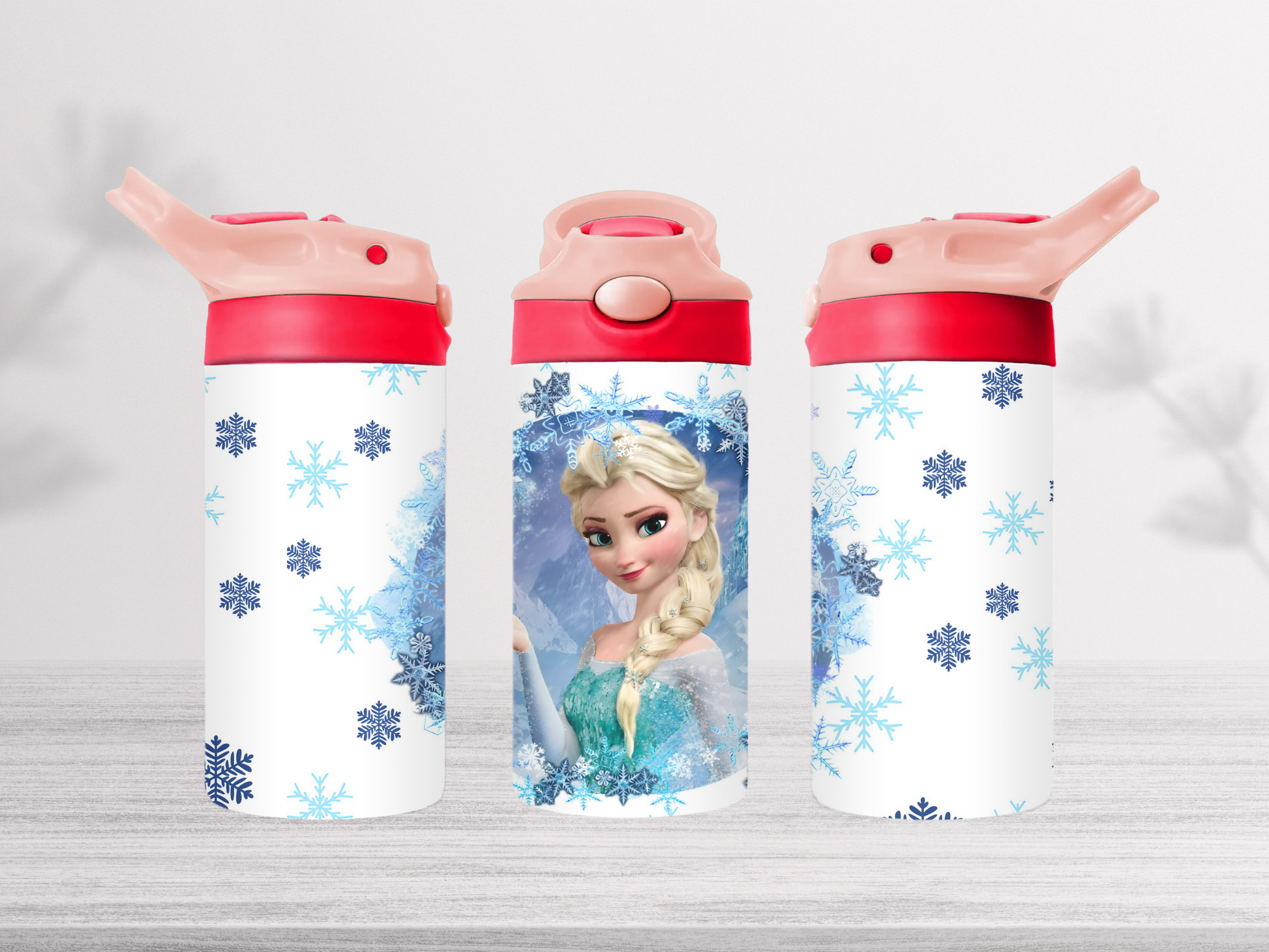 12oz-kids-flip-top-drink-bottle-insulated-water-bottle-drink-bottle-frozen-TR-collective-pink-red-lid-front