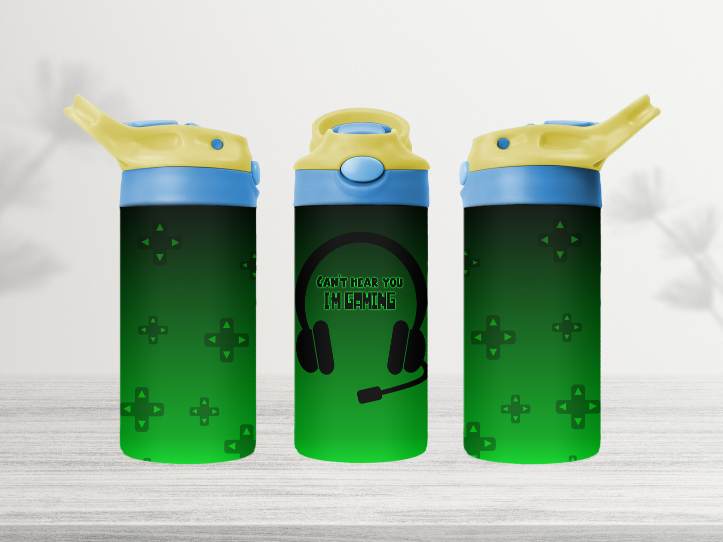 12oz-kids-flip-top-drink-bottle-insulated-water-bottle-drink-bottle-gaming-TR-collective-blue-yellow-lid-front