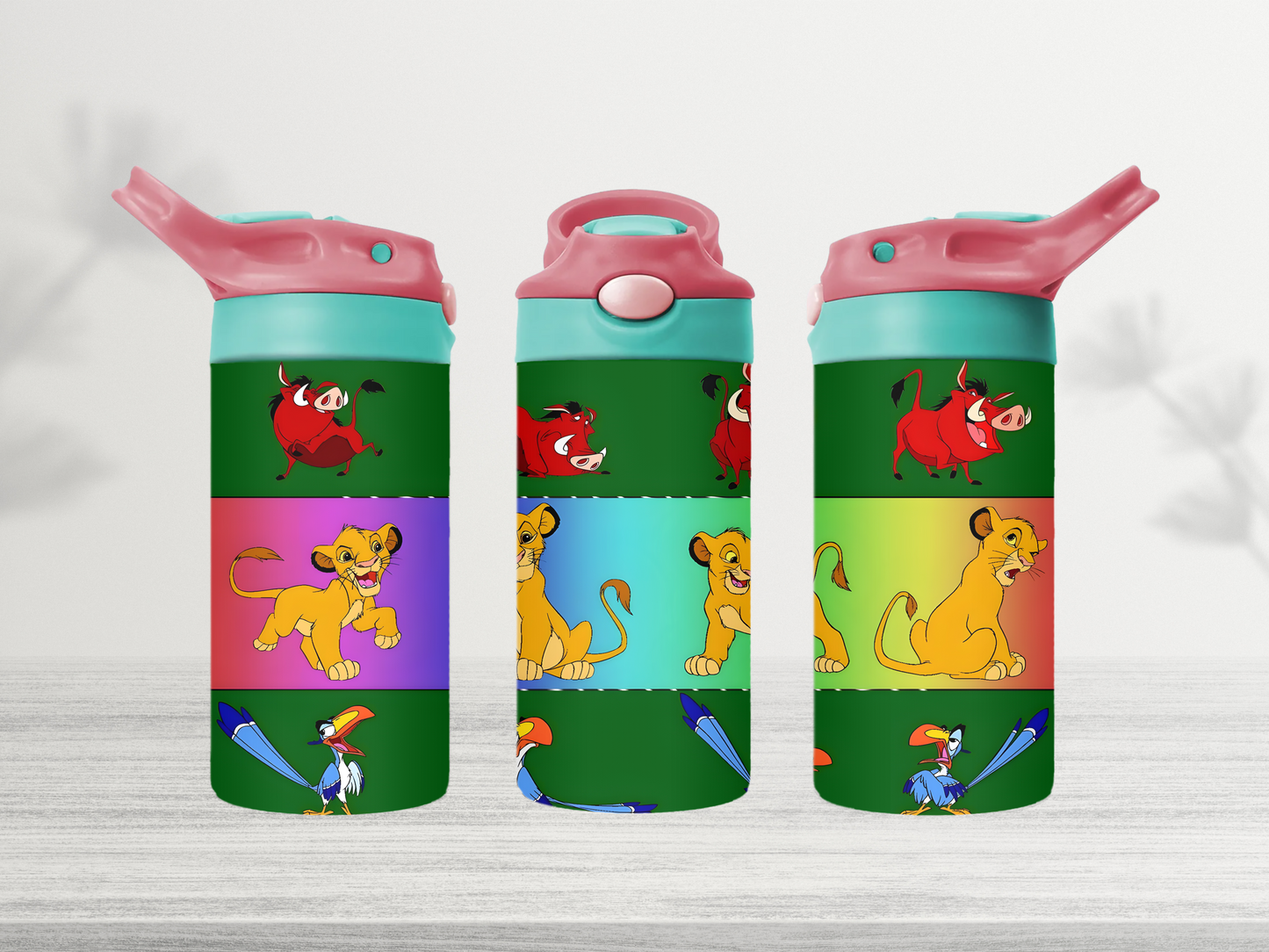 12oz-kids-flip-top-drink-bottle-insulated-water-bottle-drink-bottle-lion-king-TR-collective-red-green-lid-front