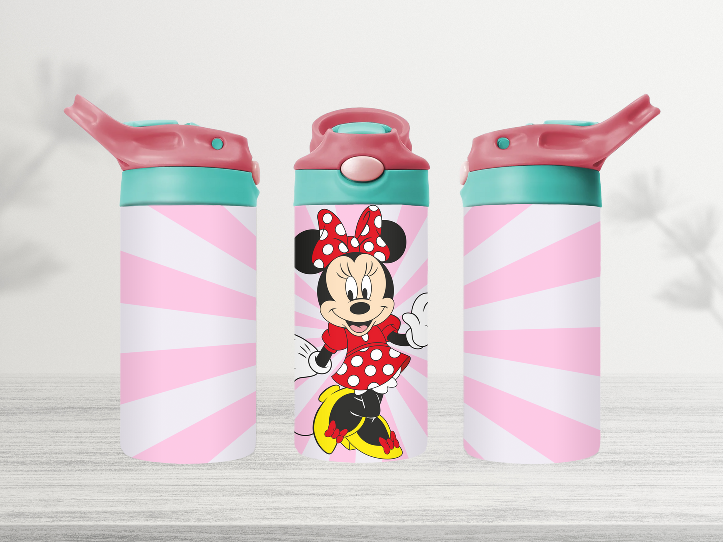 12oz-kids-flip-top-drink-bottle-insulated-water-bottle-drink-bottle-minnie-TR-collective-red-green-lid-front