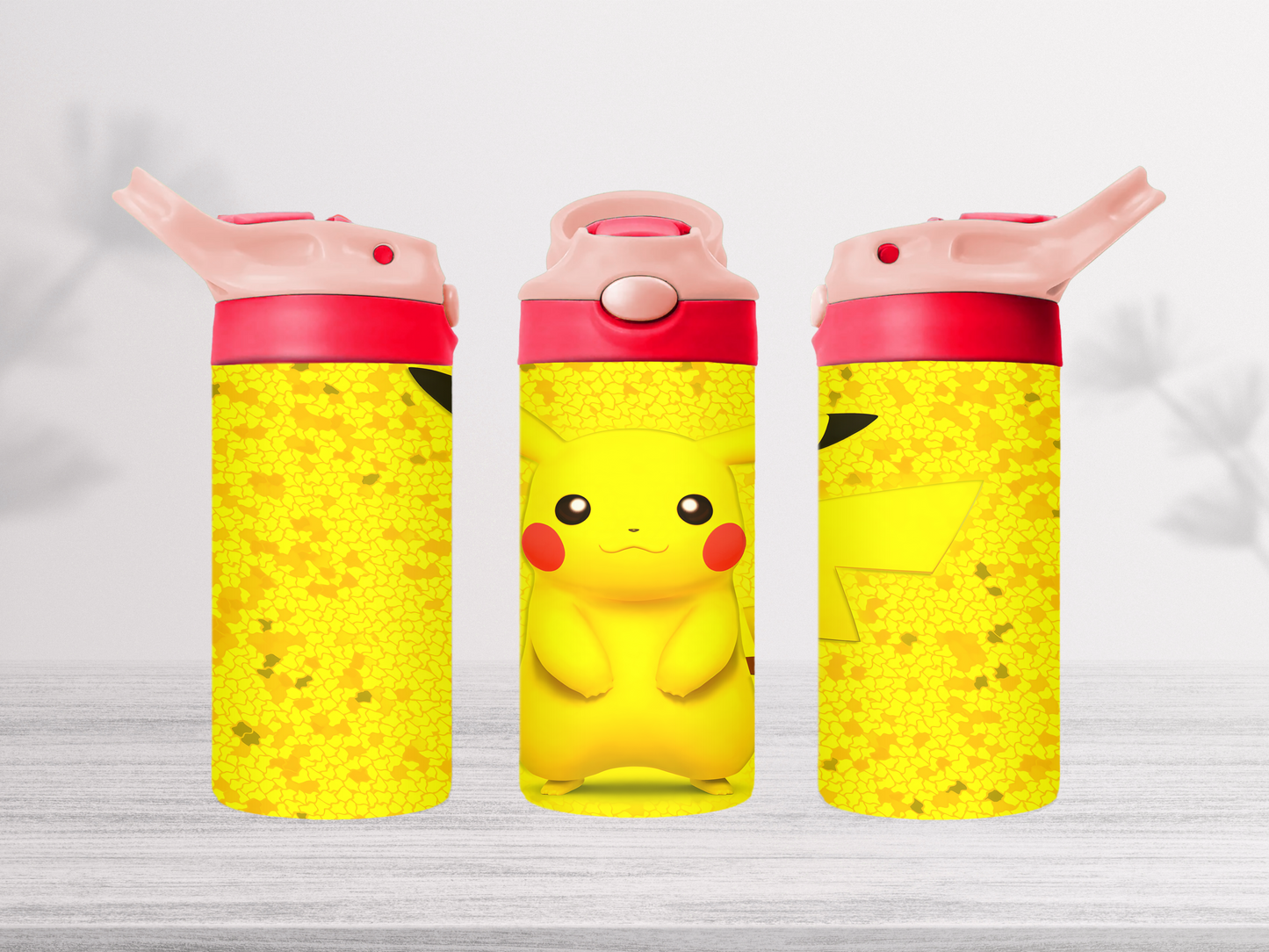 12oz-kids-flip-top-drink-bottle-insulated-water-bottle-drink-bottle-pikachu-TR-collective-pink-red-lid-front