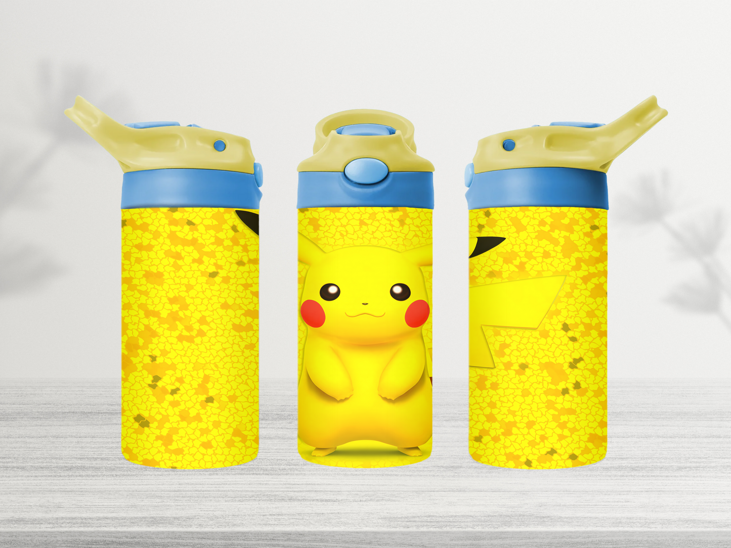 12oz-kids-flip-top-drink-bottle-insulated-water-bottle-drink-bottle-pikachu-TR-collective-yellow-blue-lid-front