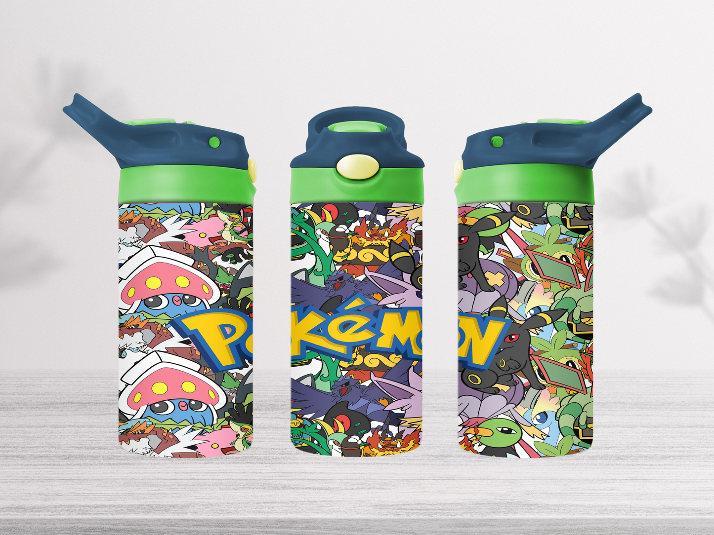 12oz-kids-flip-top-drink-bottle-insulated-water-bottle-drink-bottle-pokemon-TR-collective-blue-green-lid-front