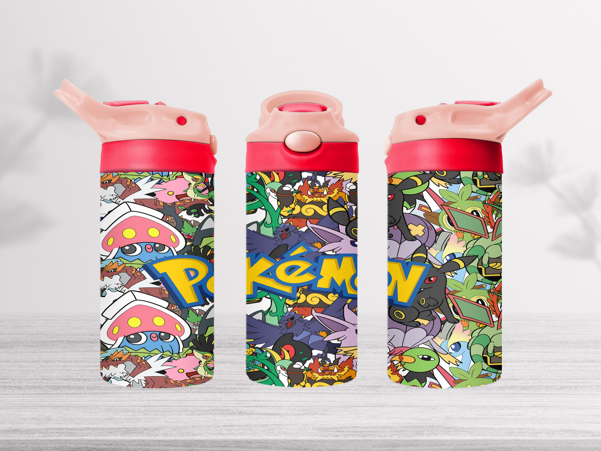 12oz-kids-flip-top-drink-bottle-insulated-water-bottle-drink-bottle-pokemon-TR-collective-pink-red-lid-front