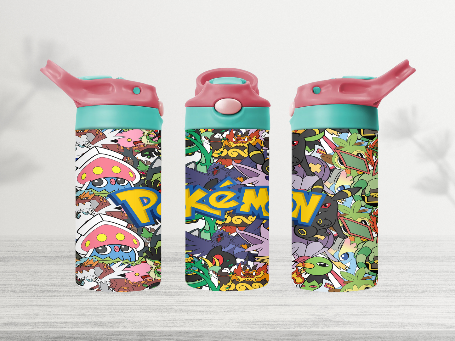 12oz-kids-flip-top-drink-bottle-insulated-water-bottle-drink-bottle-pokemon-TR-collective-red-green-lid-front