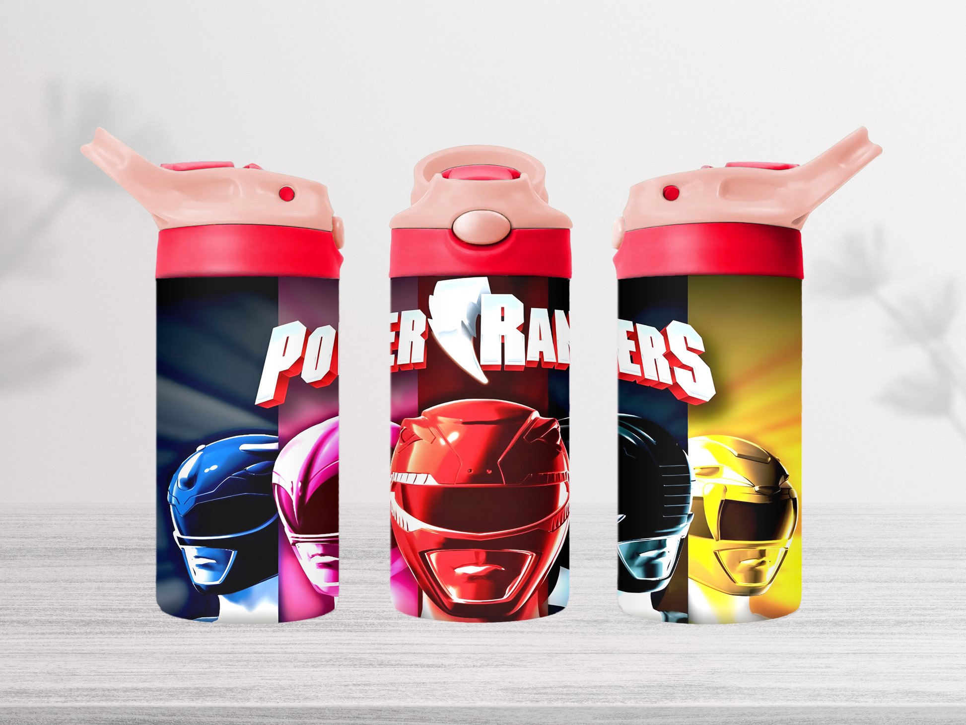 12oz-kids-flip-top-drink-bottle-insulated-water-bottle-drink-bottle-power-rangers-TR-collective-pink-red-lid-front