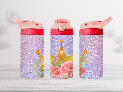 12oz-kids-flip-top-drink-bottle-insulated-water-bottle-drink-bottle-princesse-TR-collective-pink-red-lid-front