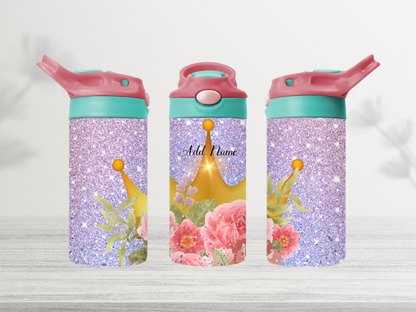 12oz-kids-flip-top-drink-bottle-insulated-water-bottle-drink-bottle-princesse-TR-collective-red-green-lid-add-name-front