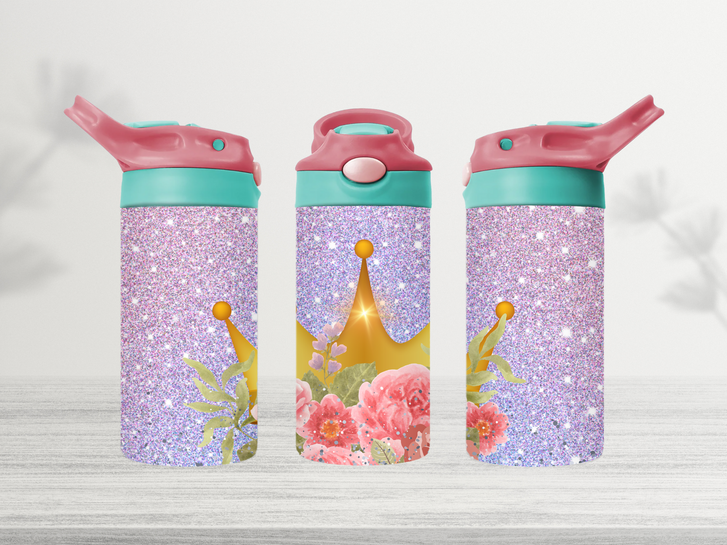 12oz-kids-flip-top-drink-bottle-insulated-water-bottle-drink-bottle-princesse-TR-collective-red-green-lid-front