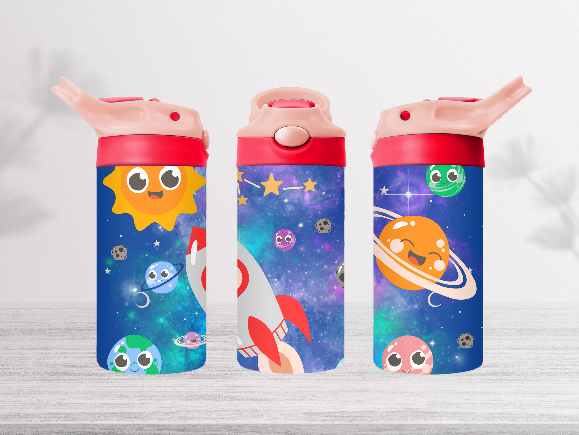 12oz-kids-flip-top-drink-bottle-insulated-water-bottle-drink-bottle-space-TR-collective-pink-red-lid-front