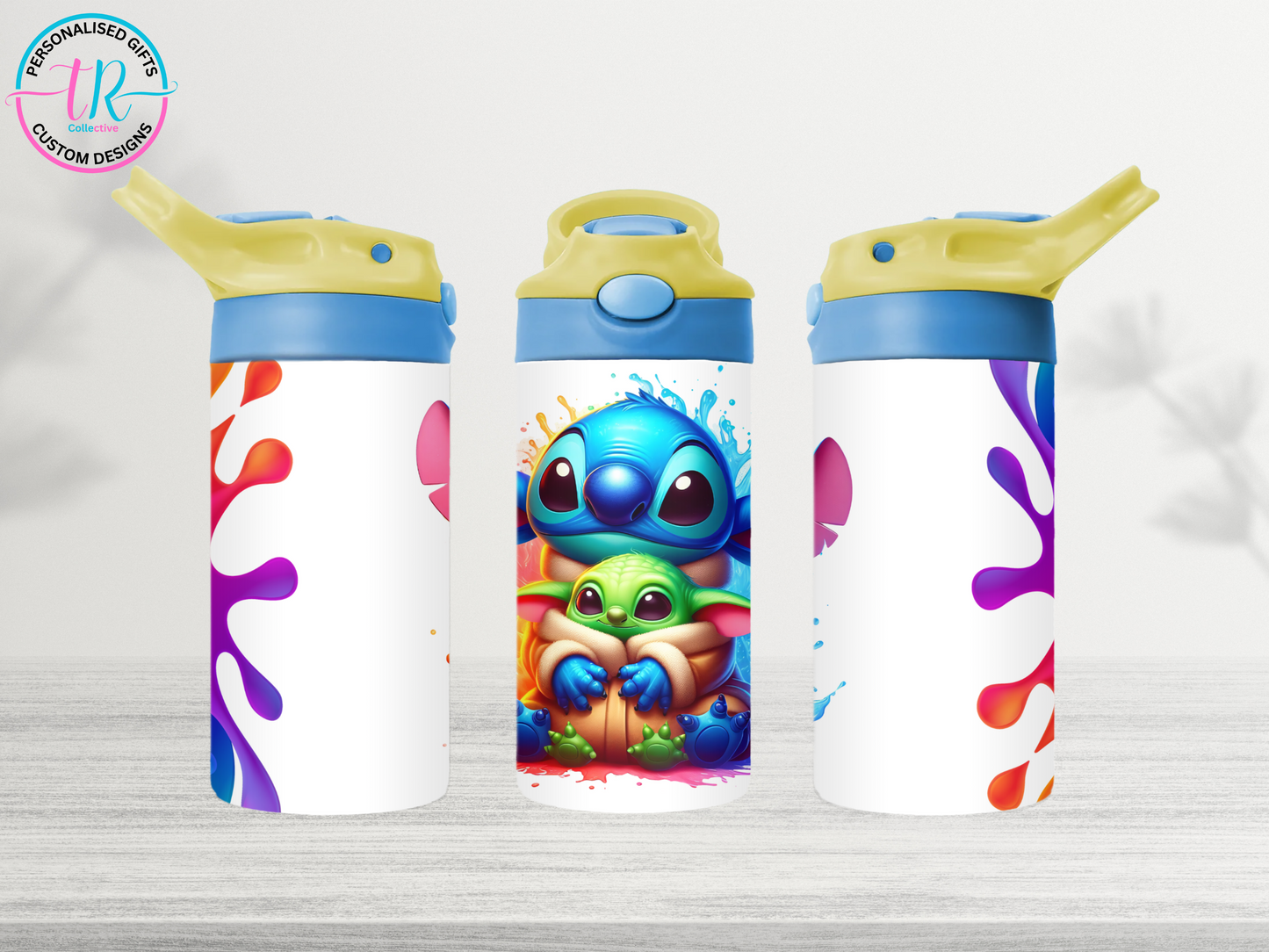 12oz Kids Flip Top Drink Bottle - Stitch and Yoda