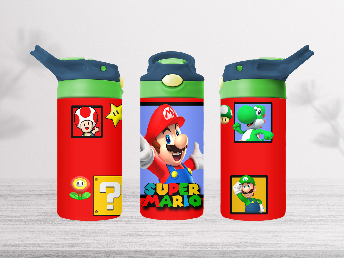 12oz-kids-flip-top-drink-bottle-insulated-water-bottle-drink-bottle-super-mario-TR-collective-blue-green-lid-front