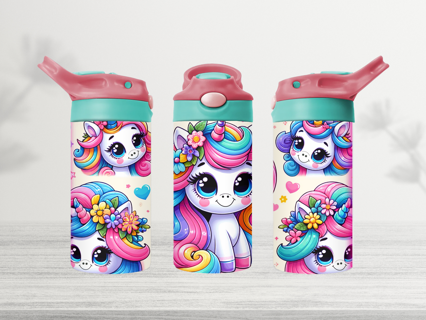 12oz Kids Flip Top Drink Bottle - Unicorn