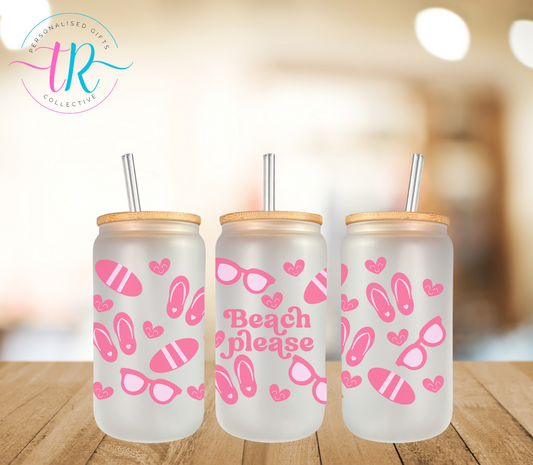 16oz-glass-tumbler-glass-can-glass-tumbler-with-straw-beach-please-TR-collective-front