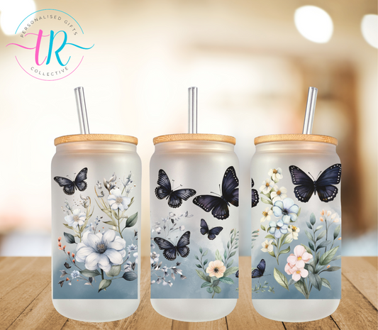 16oz-glass-tumbler-glass-can-glass-tumbler-with-straw-butterfly-garden-TR-collective-front