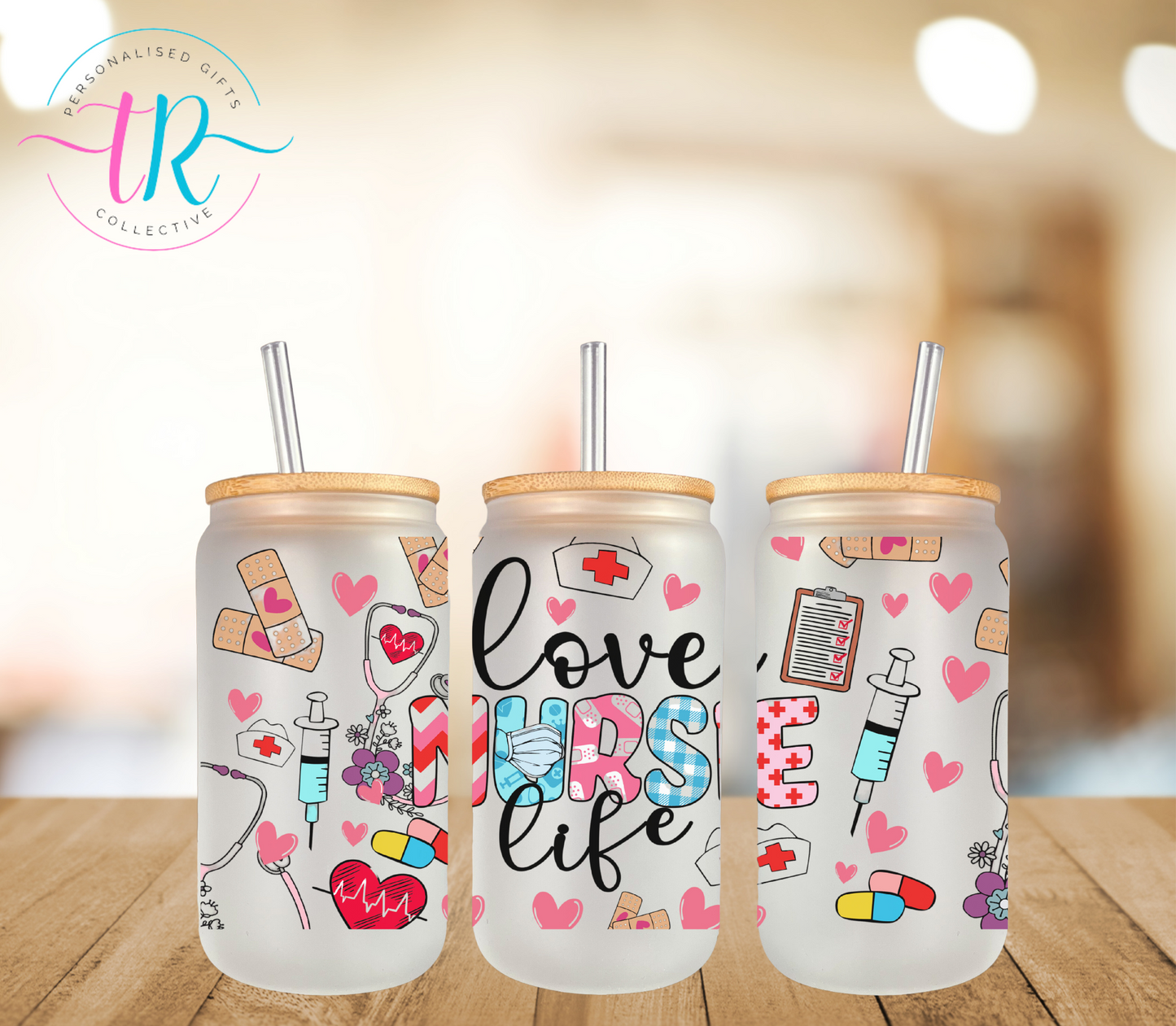 16oz-glass-tumbler-glass-can-glass-tumbler-with-straw-nurse-life-TR-collective-front