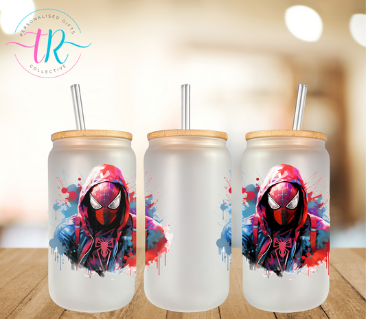 16oz-glass-tumbler-glass-can-glass-tumbler-with-straw-spider-man-TR-collective-front