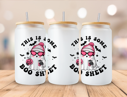 16oz Glass Tumbler - Boo Sheet