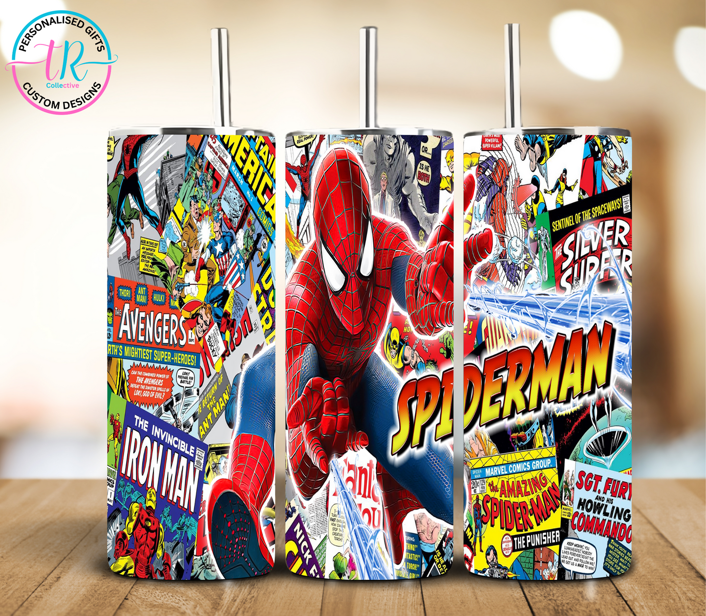 20oz-tumbler-coffee-tumbler-comic-spider-TR-collective-front
