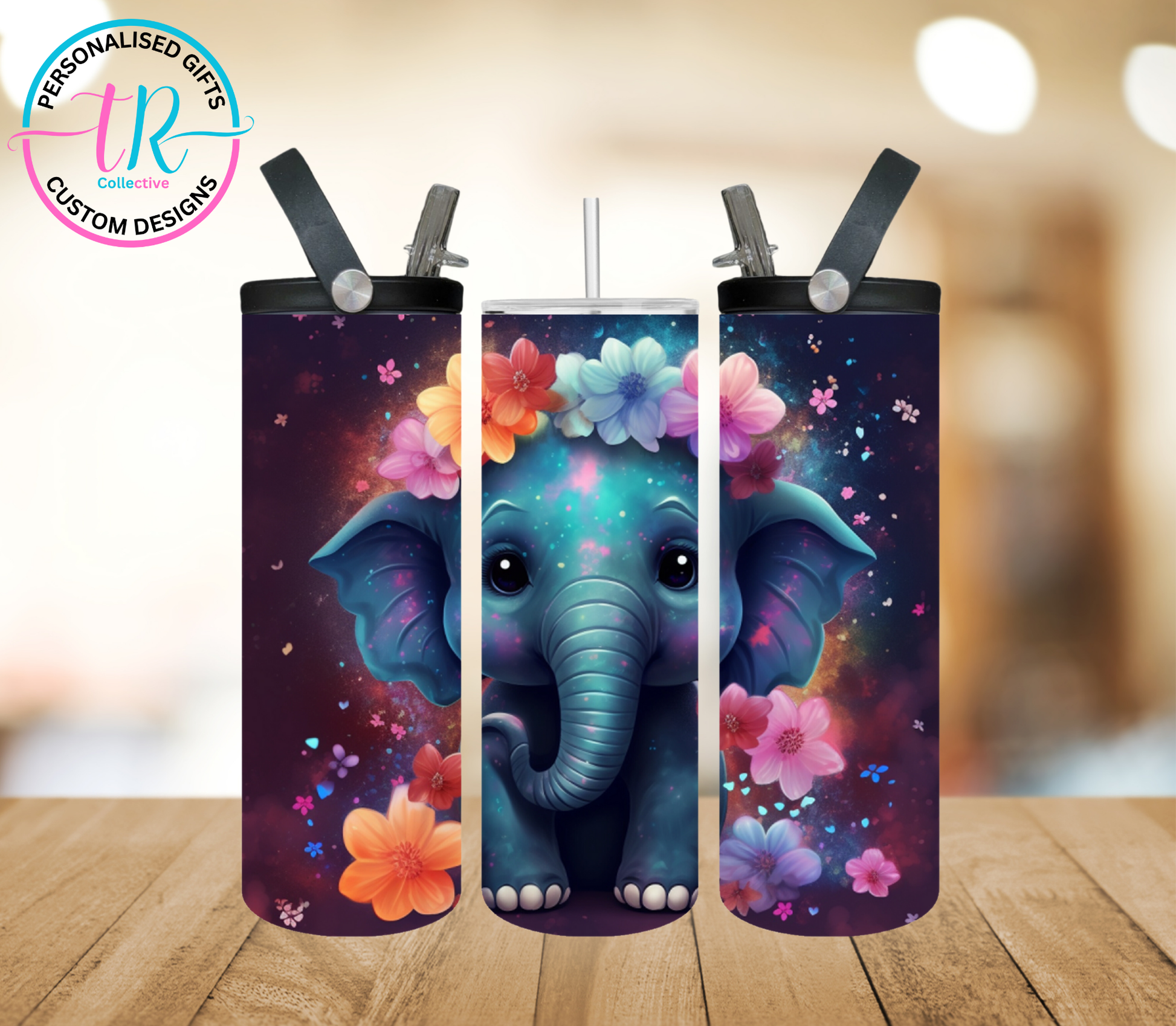 20oz-water-bottle-insulated-water-bottle-drink-bottle-Elephant-Flowers-TR-collective-front