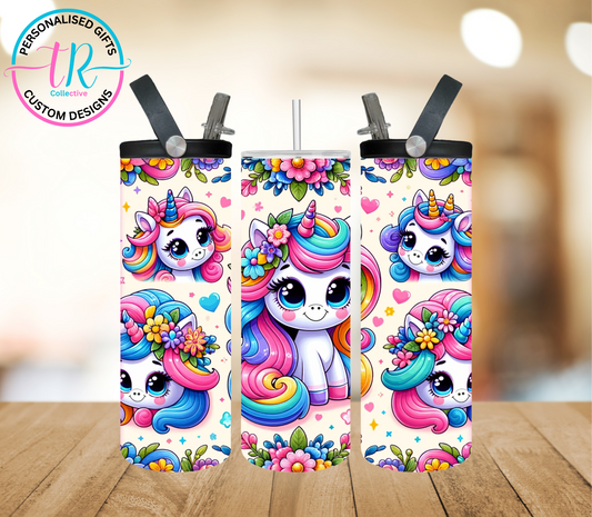 20oz-water-bottle-insulated-water-bottle-drink-bottle-Rainbow-Unicorns-TR-collective-front