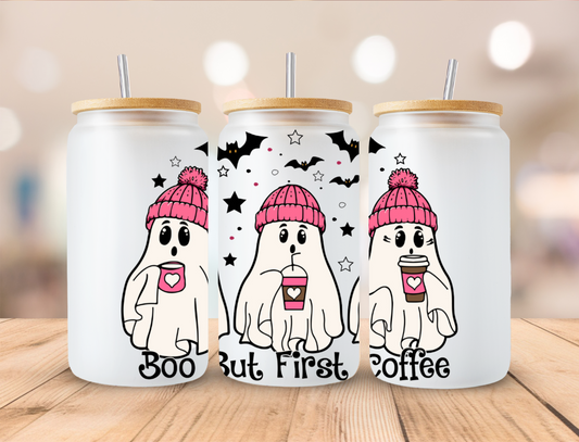 16oz Glass Tumbler - Coffee then Boo