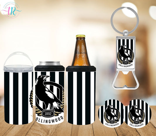 4-in-one-can-cooler-keychain-bottle-opener-coaster-set-Collingwood-tr-collective-front