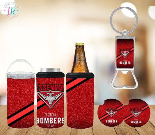 4-in-one-can-cooler-keychain-bottle-opener-coaster-set-Essendon-tr-collective-front