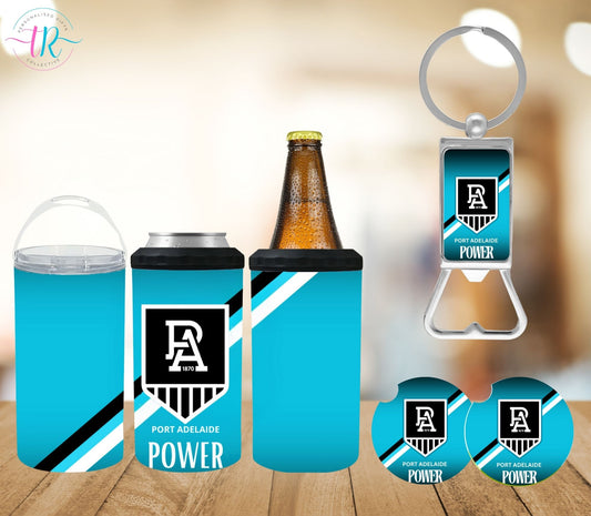 4-in-one-can-cooler-keychain-bottle-opener-coaster-set-Port-Adelaide-tr-collective-front