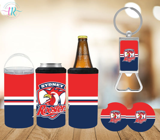 4-in-one-can-cooler-keychain-bottle-opener-coaster-set-Roosters-tr-collective-front