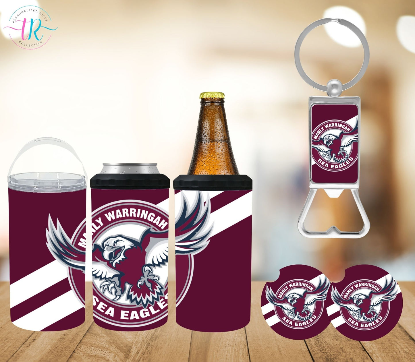 4-in-one-can-cooler-keychain-bottle-opener-coaster-set-Sea-Eagles-collective-front