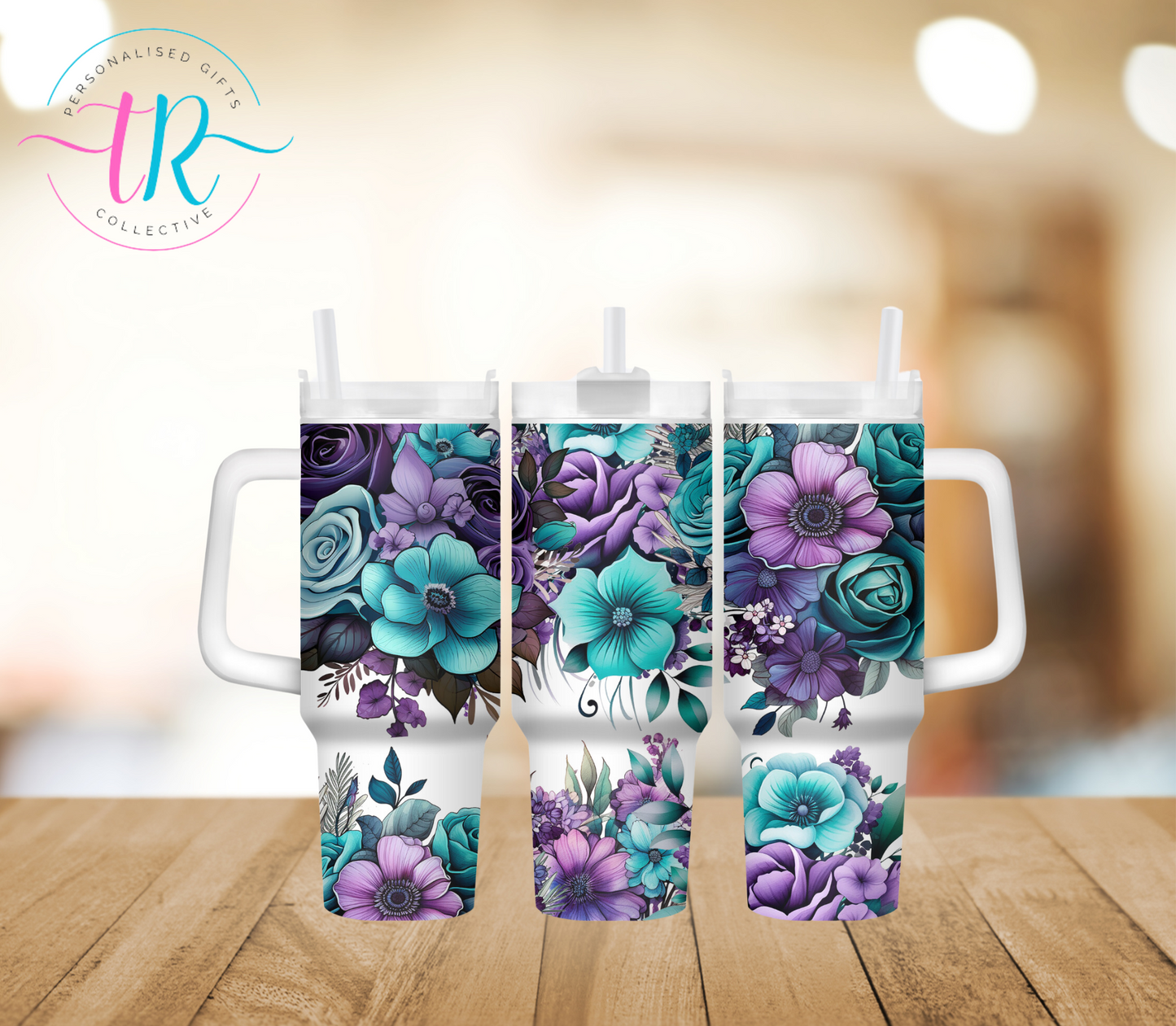 40oz-tumbler-tumbler-tumbler-cup-Boho-Flowers-TR-collective-FRONT