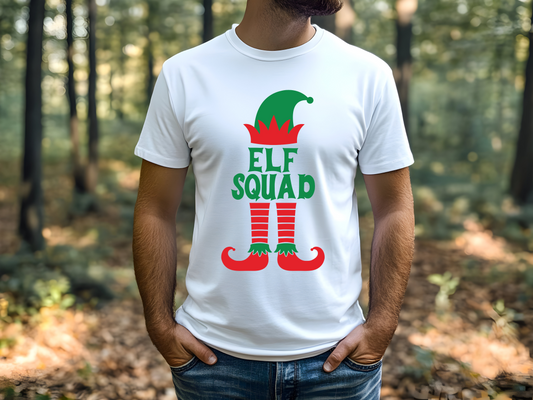 Adult-christmas-shirt-family-christmas-shirt-christmas-shirts-mens-elf-squad-TR-Collective-front