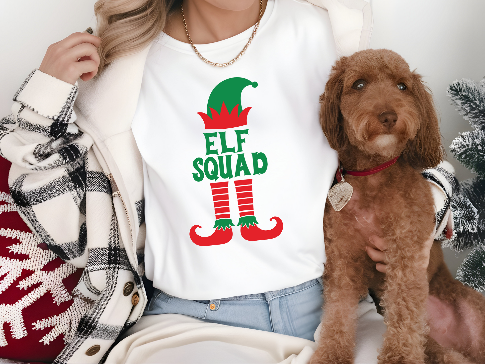 Adult-christmas-shirt-family-christmas-shirt-christmas-shirts-womens-elf-squad-TR-Collective-front