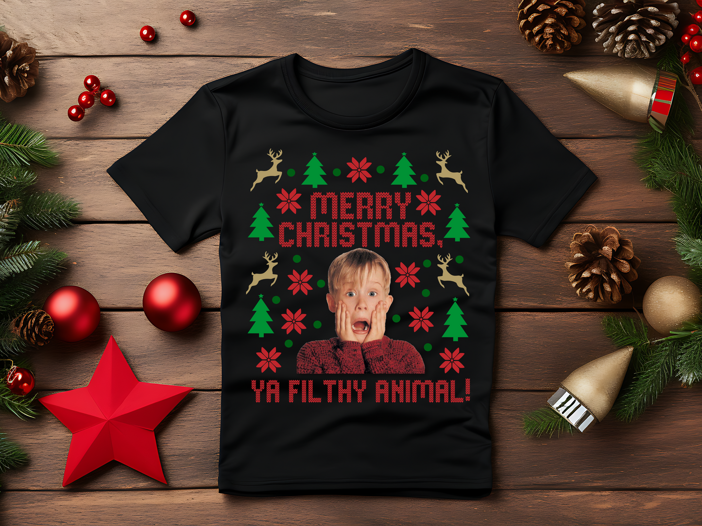 Adult-christmas-shirt-family-christmas-shirt-christmas-shirts-womens-filthy-animal-black-TR-Collective-front