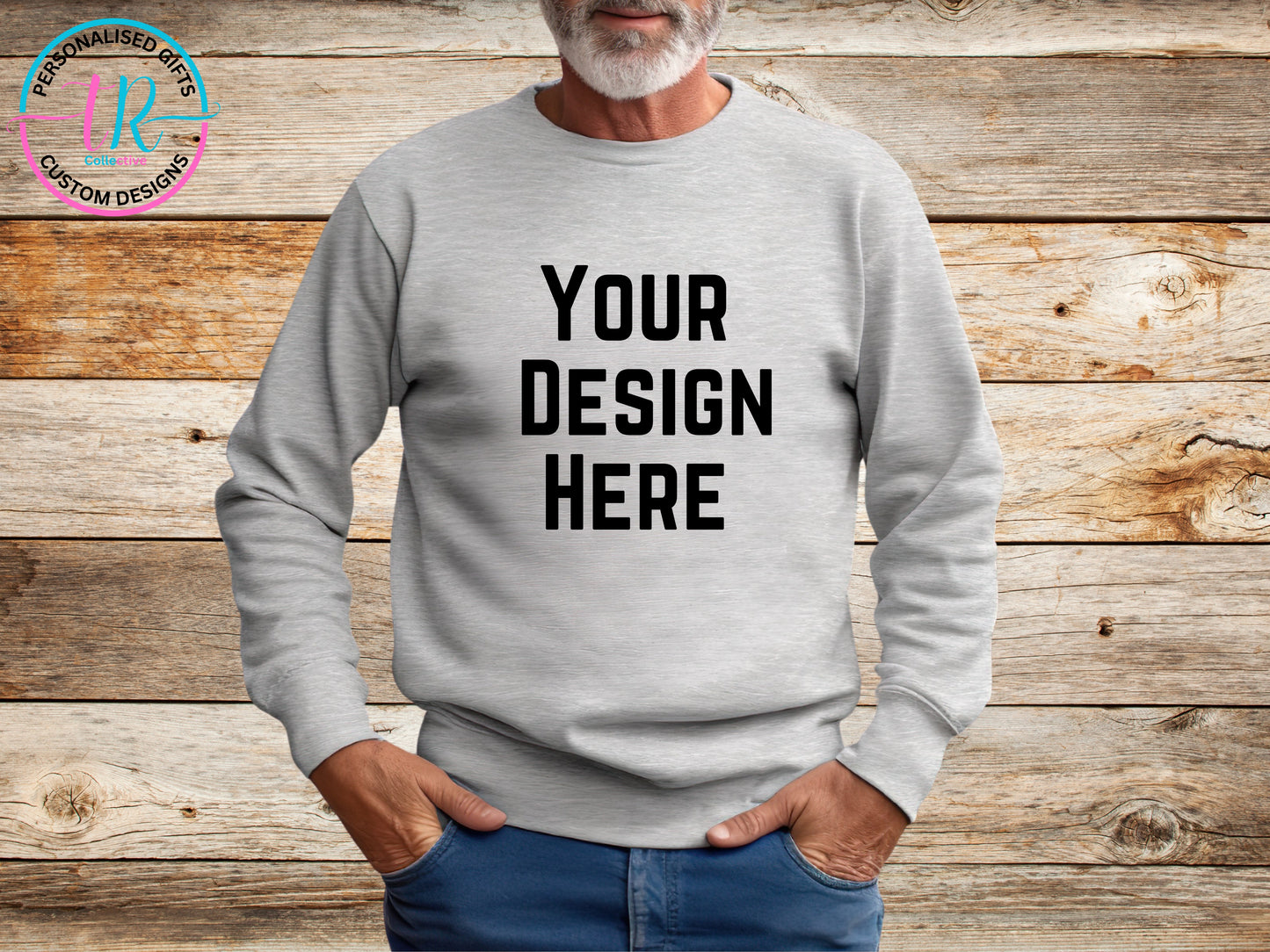 Custom-sweatshirt-jumper-sweat-shirt-mens-jumper-design-your-own-gray-TR-collective-front