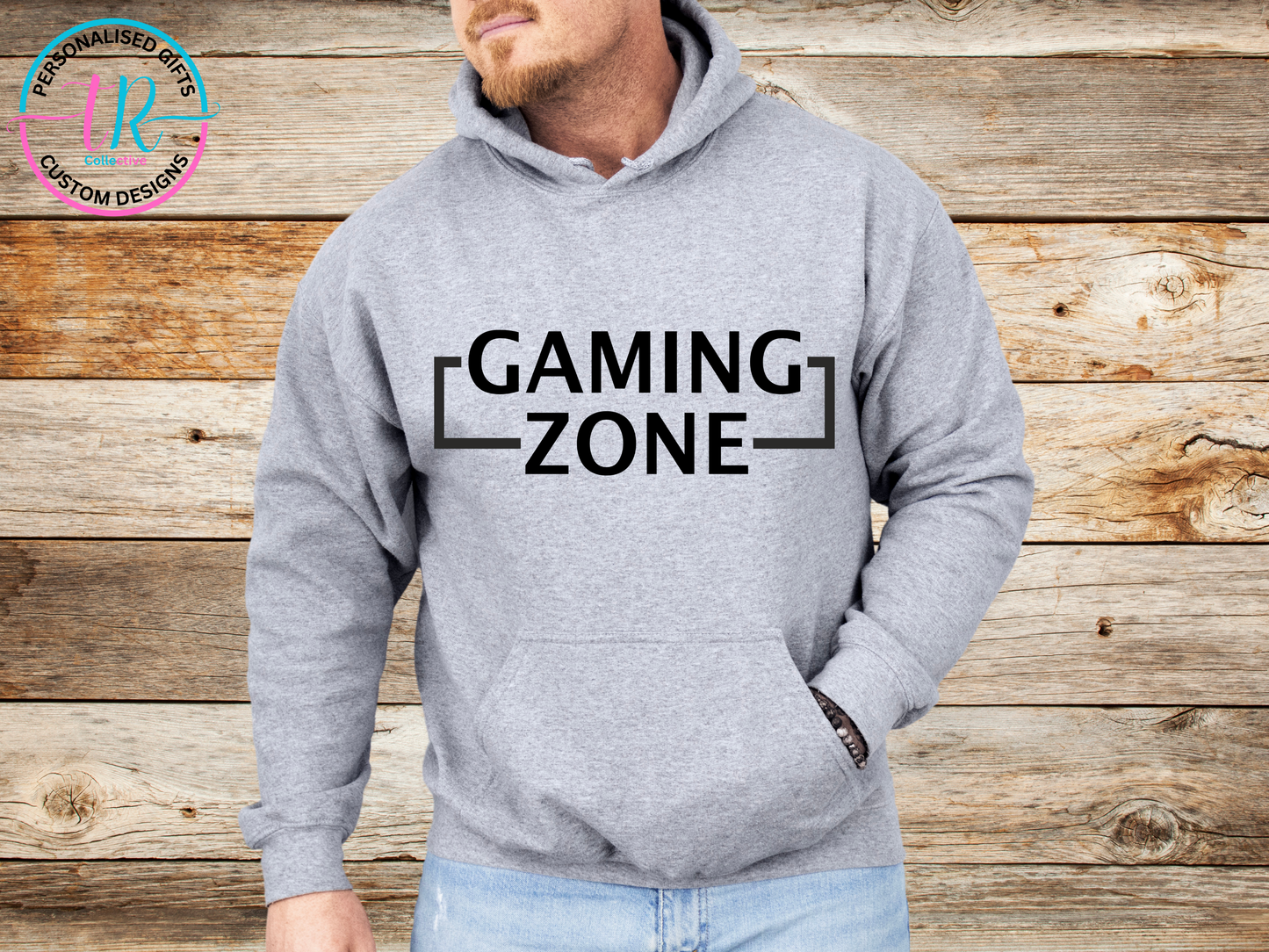 Hoodies-mens-hoodie-jumper-gaming-zone-grey-TR-collective-front