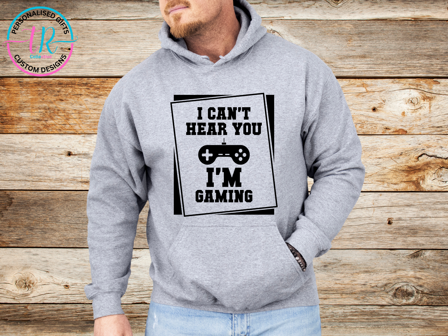 Hoodies-mens-hoodie-jumper-im-gaming-grey-TR-collective-front