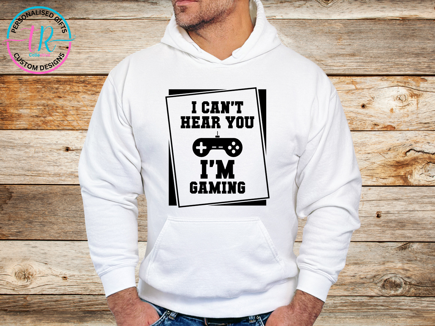 Hoodies-mens-hoodie-jumper-im-gaming-white-TR-collective-front