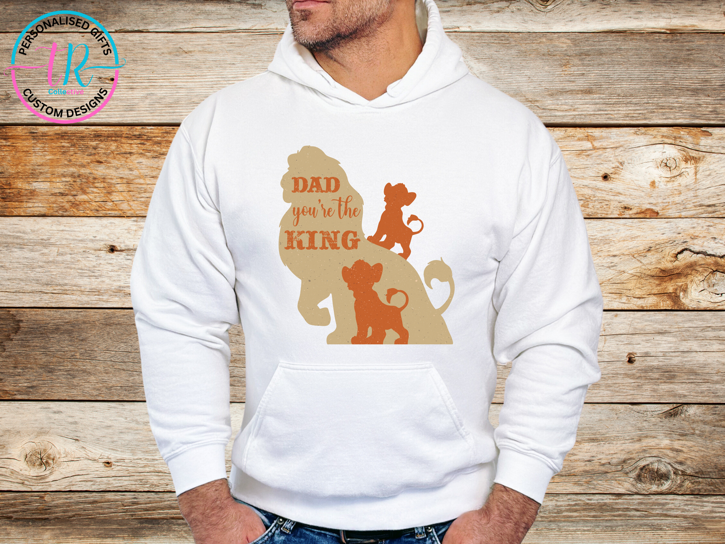 Hoodies-mens-hoodie-jumper-king-white-TR-collective-front