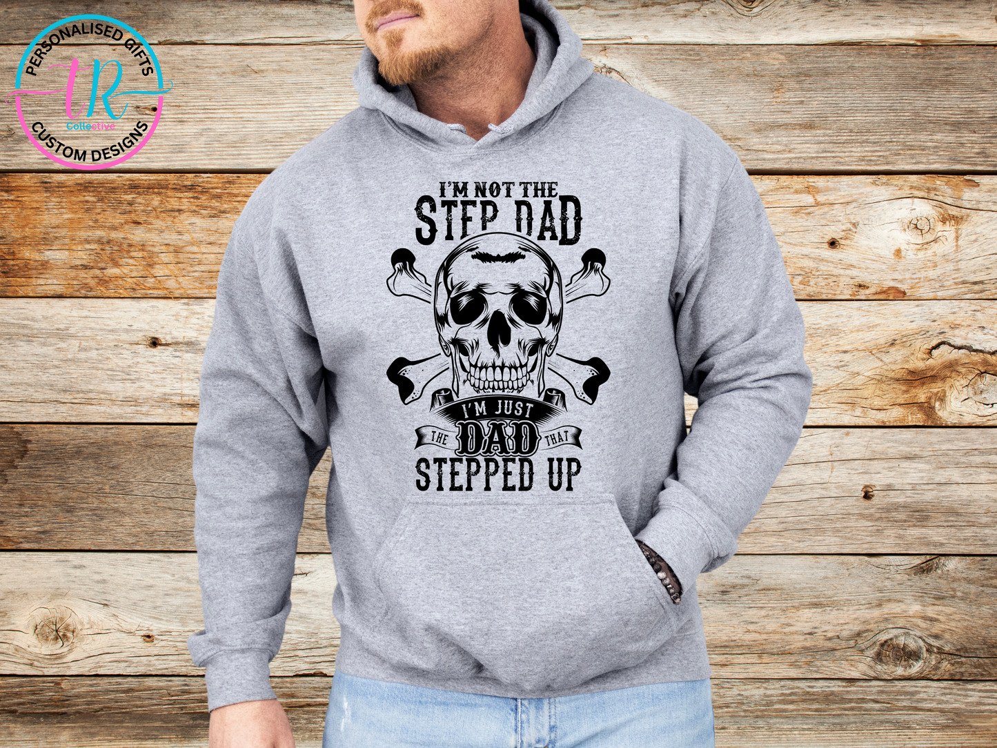 Hoodies-mens-hoodie-jumper-stepped-up-grey-TR-collective-front