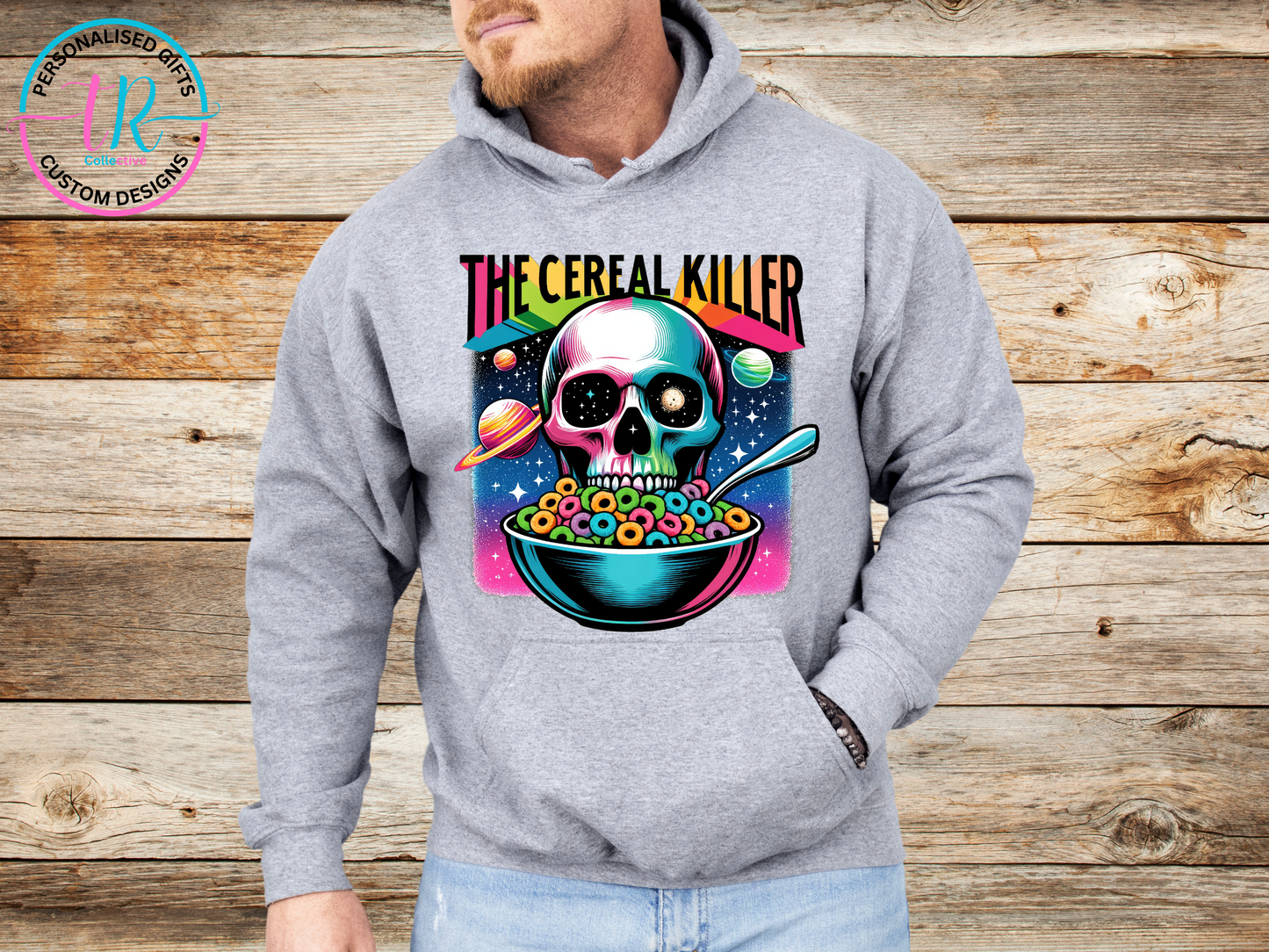 Hoodies-mens-hoodie-jumper-the-cereal-killer-grey-TR-collective-front