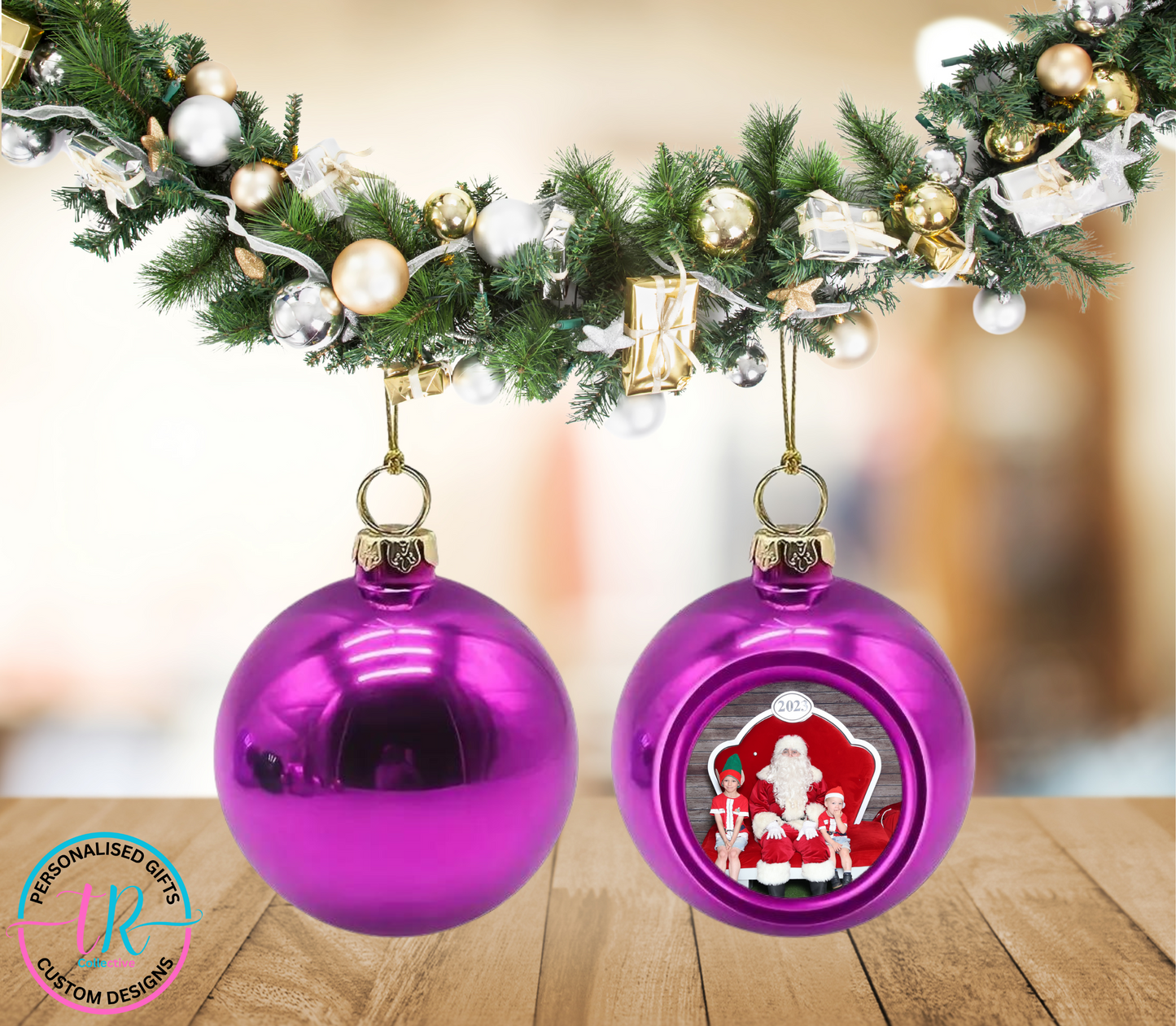 Photo-Christmas-Baubles-personalised-christmas-baubles-christmas-balls-purple-TR-Collective-front