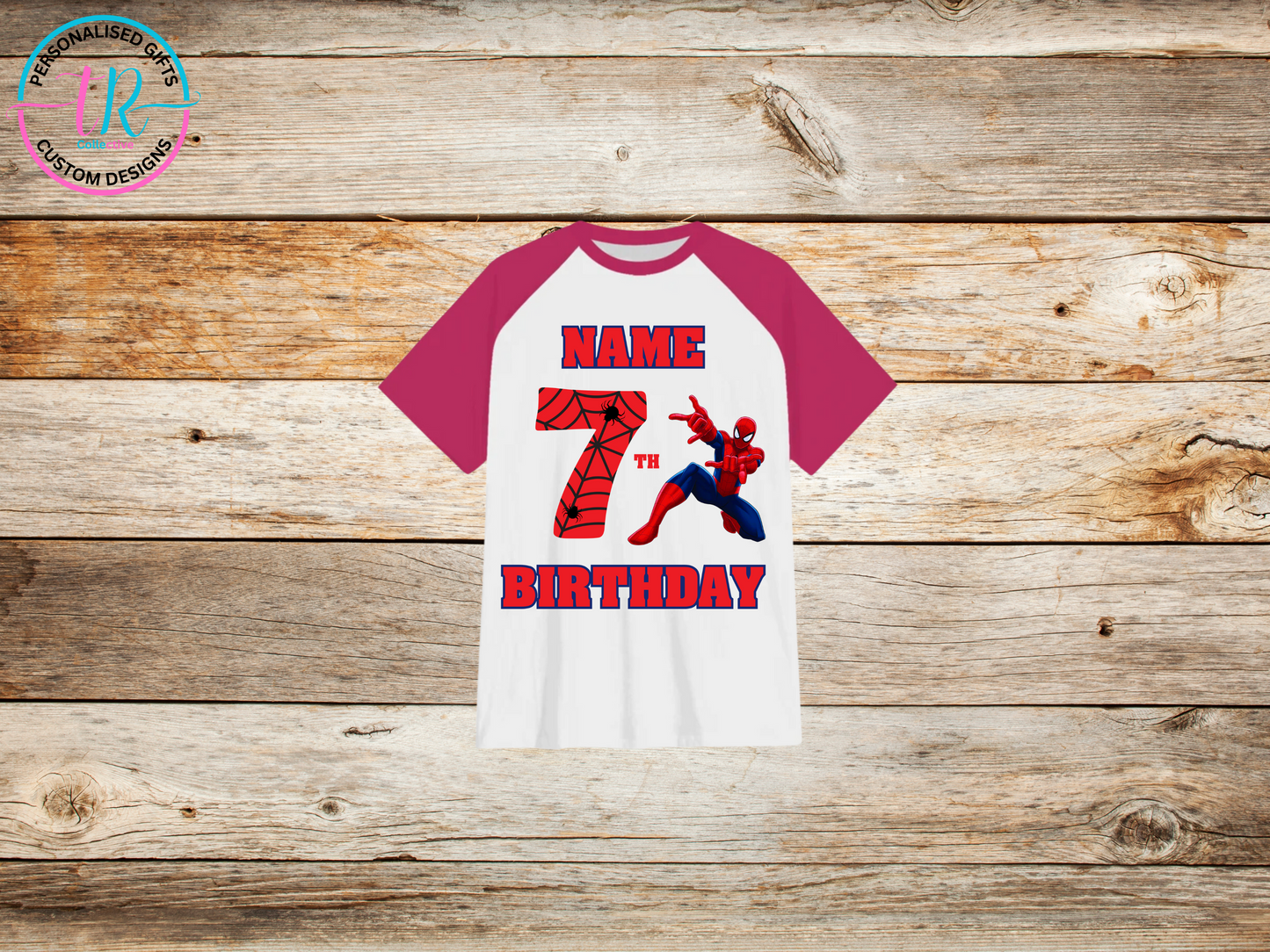 boys-t-shirt-birthday-tees-shirts-spide-man-birthday-7-pink-sleeve-TR-collective-front