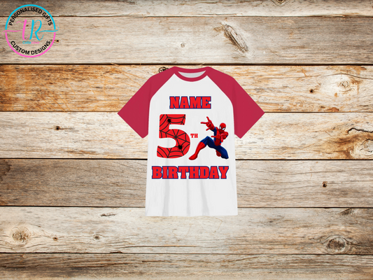 boys-t-shirt-birthday-tees-shirts-spider-man-birthday-5-red-sleeve-TR-collective-front